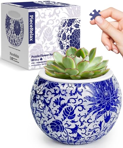 PieceRelax 3D Puzzle Blumentopf – Oriental Floral Ornament | 80 Kunststoffteile | DIY-Pflanztopf zum Selbstbauen | Entspannendes Geschenk für Pflanzenliebhaber [K1101] von PieceRelax