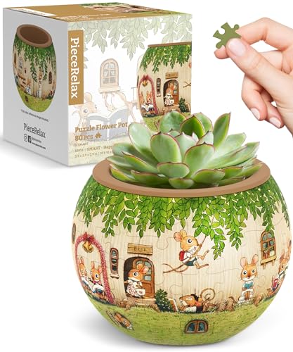 PieceRelax 3D Puzzle Blumentopf – Smart - Happy Reading | 80 Kunststoffteile | DIY-Pflanztopf zum Selbstbauen | Entspannendes Geschenk für Pflanzenliebhaber [K1102] von PieceRelax