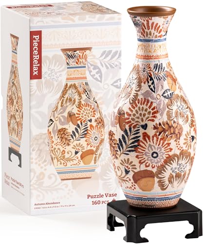 PieceRelax 3D Puzzle Blumenvase – Autumn Abundance | 160 Kunststoffteile | DIY-Vase zum Selbstbauen | Entspannendes Geschenk für Zuhause [S1042] von PieceRelax