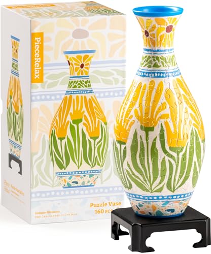 PieceRelax 3D Puzzle Blumenvase – Summer Blossom | 160 Kunststoffteile | DIY-Vase zum Selbstbauen | Entspannendes Geschenk für Zuhause [S1041] von PieceRelax