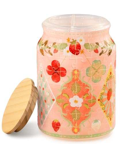 PieceRelax 3D Puzzle Stiftehalter – Strawberry Days | 128 Kunststoffteile & Holzdeckel | DIY-Behälter zum Selbstbauen | Kreatives Geschenk für Zuhause & Büro [BA1014] von PieceRelax