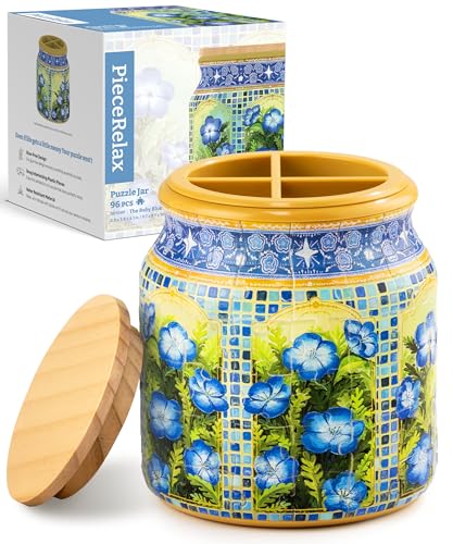 PieceRelax 3D Puzzle Stiftehalter – The Baby Blue Eyes | 96 Kunststoffteile & Holzdeckel | DIY-Behälter zum Selbstbauen | Kreatives Geschenk für Zuhause & Büro [BB1049] von PieceRelax