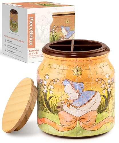 PieceRelax 3D Puzzle Stiftehalter – The Dreamy Duck | 96 Kunststoffteile & Holzdeckel | DIY-Behälter zum Selbstbauen | Kreatives Geschenk für Zuhause & Büro [BB1050] von PieceRelax