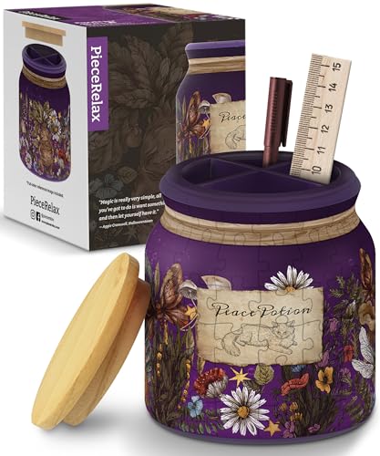 PieceRelax 3D Puzzle Stiftehalter – Peace Potion | 96 Kunststoffteile & Holzdeckel | DIY-Behälter zum Selbstbauen | Kreatives Geschenk für Zuhause & Büro [BB1042] von PieceRelax