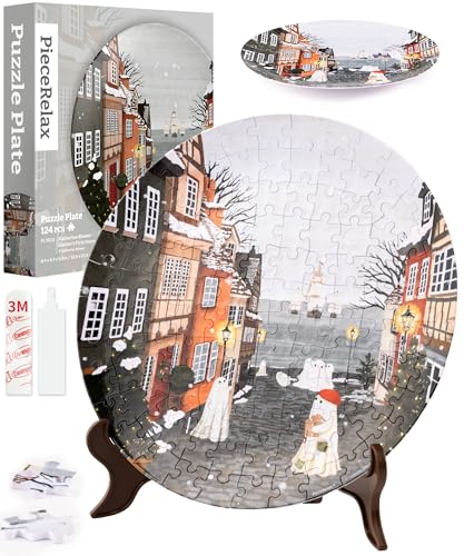 PieceRelax 3D Puzzle Teller für Erwachsene - Katherine Blower - Harbor’s First Snow [PL1023], 124 Teile von PieceRelax