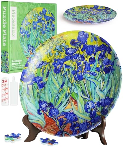 PieceRelax 3D Puzzle Teller für Erwachsene - Van Gogh - Irises [PL1005], 124 Teile von PieceRelax