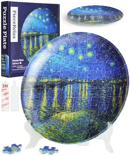 PieceRelax 3D Puzzle Teller für Erwachsene - Van Gogh - Starry Night Over The Rhone [PL1003], 124 Teile von PieceRelax