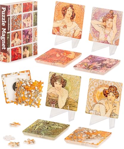 PieceRelax Magnetisches Puzzle-Set für Erwachsene Alphonse Mucha - The Precious Stones [D1599], 96 Teile für Kühlschrank und Dekoration im Zuhause von PieceRelax