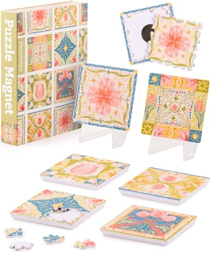 PieceRelax Magnetisches Puzzle-Set für Erwachsene Tulip Tile [D1601], 96 Teile für Kühlschrank und Dekoration im Zuhause von PieceRelax