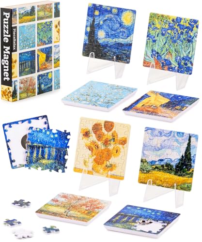PieceRelax Magnetisches Puzzle-Set für Erwachsene Van Gogh's Palette [D1600], 96 Teile für Kühlschrank und Dekoration im Zuhause von PieceRelax