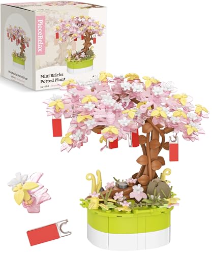 PieceRelax Mini-Ziegel Blumenbausatz - Mini Bricks Potted Wishing Tree, Kreatives DIY-Set für Home-Accessoires, für Erwachsene [KZ1590] von PieceRelax