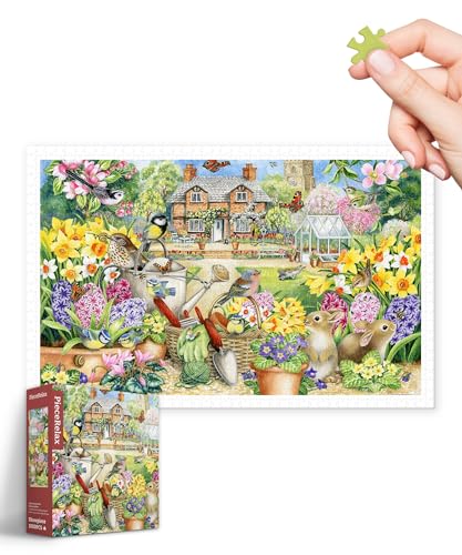 PieceRelax Puzzle 1000 Teile für Erwachsene – Claire Comerford - Spring Garden [H3442], 58,8 x 37,8 cm, Herausforderung & Achtsamkeit für Ihre Me-Time von PieceRelax