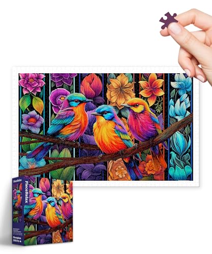 PieceRelax Puzzle 1000 Teile für Erwachsene & Kinder ab 14 – Bigelow Illustrations - Colors Carnival - Kingfisher Among Flowers [H3551], 58,8 x 37,8 cm, Herausforderung & Achtsamkeit für Ihre Me-Time von PieceRelax
