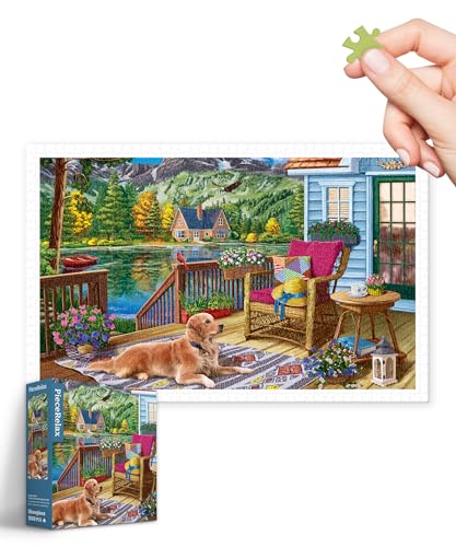 PieceRelax Puzzle 1000 Teile für Erwachsene & Kinder ab 14 – Image World - Terrace Near The Mountain Lake [H3610], 58,8 x 37,8 cm, Herausforderung & Achtsamkeit für Ihre Me-Time von PieceRelax