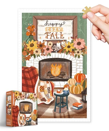 PieceRelax Puzzle 1000 Teile für Erwachsene & Kinder ab 14 – Olivia Gibbs - Cozy Autumn Fireplace [H3651], 58,8 x 37,8 cm, Herausforderung & Achtsamkeit für Ihre Me-Time von PieceRelax