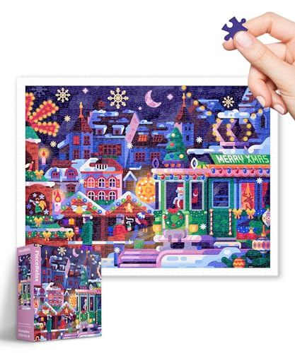 PieceRelax Puzzle 1200 Teile für Erwachsene & Kinder ab 14 – Christmas Fair in Old Town [H3646], 58,8 x 44,6 cm, Herausforderung & Achtsamkeit für Ihre Me-Time von PieceRelax
