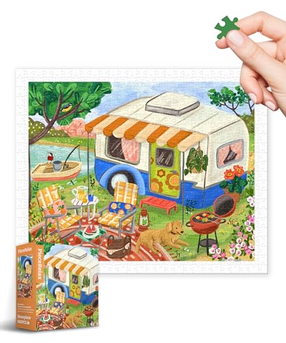 PieceRelax Puzzle 500 Teile für Erwachsene – Olivia Gibbs - Campervan Camping Day [H3640], 37,8 x 30,8 cm, Herausforderung & Achtsamkeit für Ihre Me-Time von PieceRelax