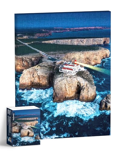 PieceRelax Puzzle Wandbild – Henry Do - Aerial Photography - Ponta da Piedade Lighthouse, Portugal | DIY-Puzzle zum Aufhängen | Wanddeko für Zuhause & Büro [HN1311] von PieceRelax