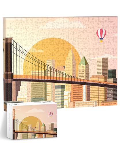 PieceRelax Puzzle Wandbild – Sunset Over Brooklyn Bridge | DIY-Puzzle zum Aufhängen | Wanddeko für Zuhause & Büro [HN1304] von PieceRelax