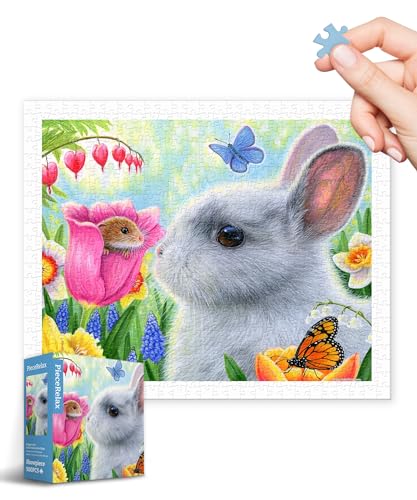 PieceRelax Puzzle 500 Teile für Erwachsene – Bridget Voth - Little Friend in The Tulips [H3444], 37,8 x 30,8 cm, Herausforderung & Achtsamkeit für Ihre Me-Time von PieceRelax