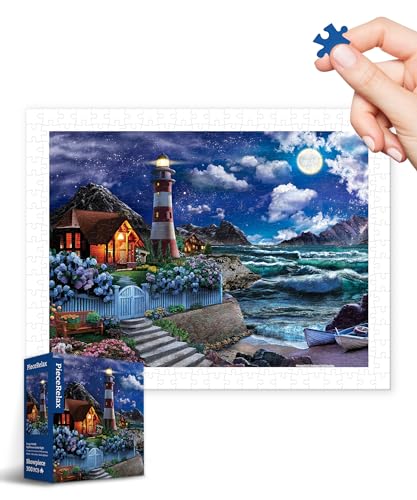 PieceRelax Puzzle für Erwachsene Image World - Lighthouse in The Night [H3565], Puzzleliebhaber, 300 Teile von PieceRelax