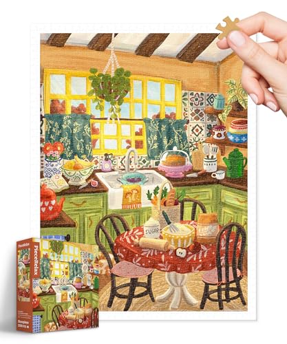PieceRelax Puzzle 1200 Teile für Erwachsene – Olivia Gibbs - Green Kitchen Sunlight [H3649], 58,8 x 44,6 cm, Herausforderung & Achtsamkeit für Ihre Me-Time von PieceRelax