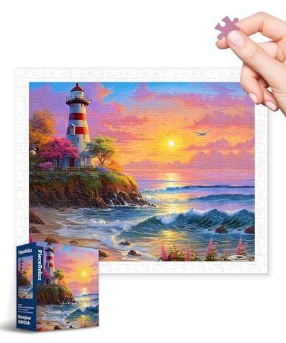 PieceRelax Puzzle 500 Teile für Erwachsene – Stewart - Lighthouse On Tropical Island [H3521], 37,8 x 30,8 cm, Herausforderung & Achtsamkeit für Ihre Me-Time von PieceRelax