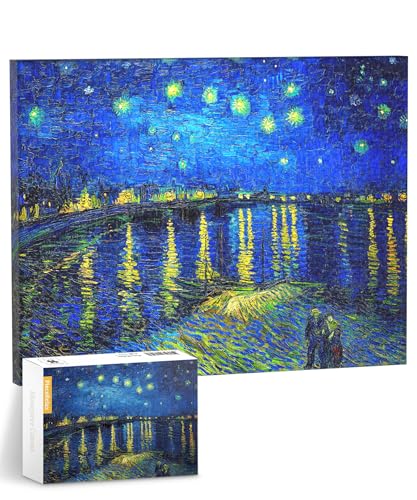 PieceRelax Puzzle Wandbild – Vincent Van Gogh - Starry Night Over The Rhone | 366 Teile | DIY-Puzzle zum Aufhängen | Wanddeko für Zuhause & Büro [HN1430] von PieceRelax