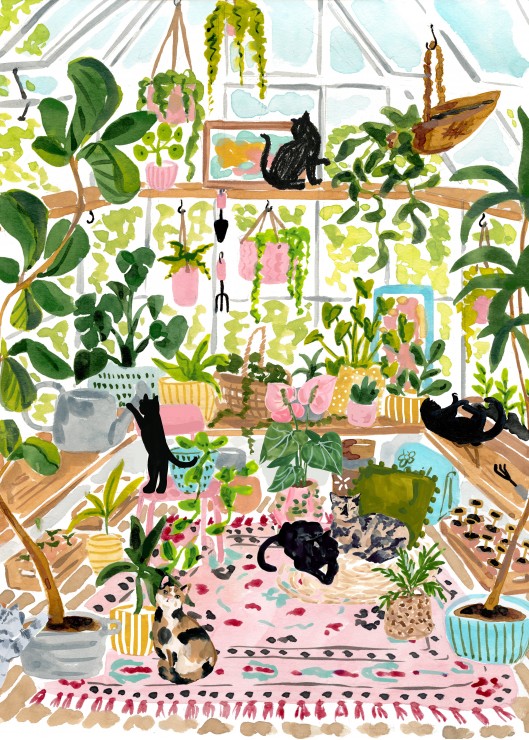 Pieces & Peace Botanical Cats 500 Teile Puzzle Pieces-Peace-F-00284 von Pieces & Peace