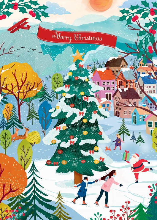 Pieces & Peace Schlittschuhlaufen zur Weihnachtsfreude 500 Teile Puzzle Pieces-Peace-F-00253 von Pieces & Peace