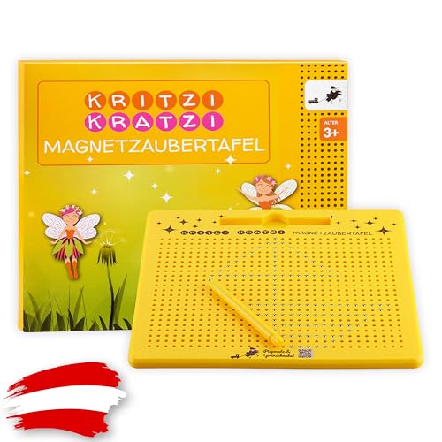 Piepmatz und Grünschnabel Magnettafel | Zeichentafel mit magnetische Kugeln und Stift | pädagogisches Spiel ab 3 Jahre | gelb von Piepmatz und Grünschnabel