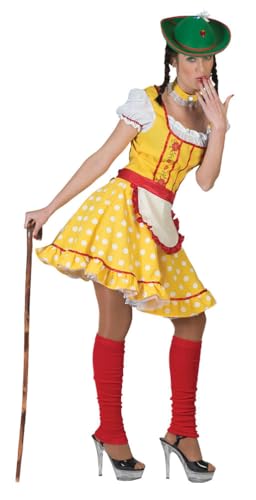 Karneval Klamotten gelbes Dirndl mit Schürze und Choker Damenkostüm Oktoberfest Trachten-kleid von Pierros