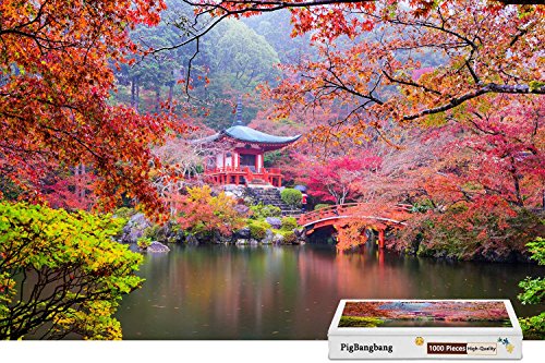 PigBangbang, Premium Wooden – Japan-Kyoto-Park-Pagode – Herbst – 1000-teiliges Puzzle (75 x 50 cm) von PigBangbang