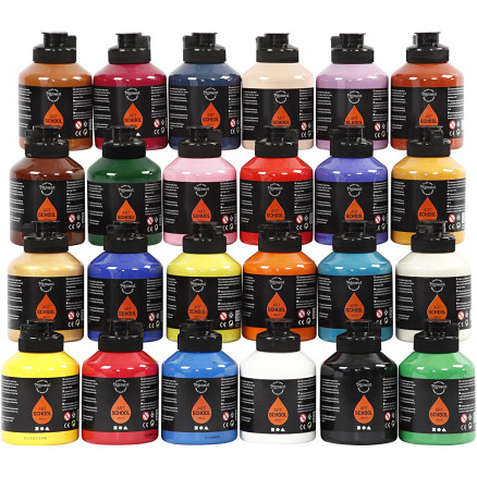 Acrylfarbe, Mattglänzend, Sortierte Farben, 24x500 ml/ 1 Pck von Pigment Art School
