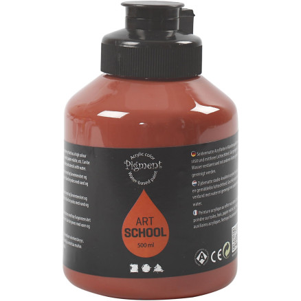 Acrylfarbe, Mattglänzend, Halbtransparent, Siena gebrannt, 500 ml/ 1 Fl. von Pigment Art School