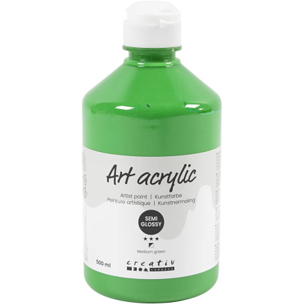 Acrylfarbe, Mattglänzend, Deckend, Mediumgrün, 500 ml/ 1 Fl. von Pigment Art School