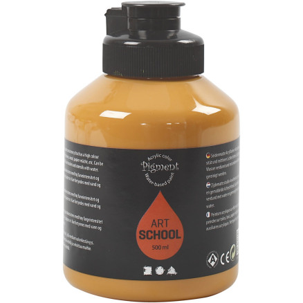 Acrylfarbe, Mattglänzend, Deckend, Ocker, 500 ml/ 1 Fl. von Pigment Art School