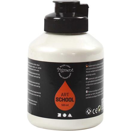 Acrylfarbe, Mattglänzend, Deckend, Perlsilber, 500 ml/ 1 Fl. von Pigment Art School
