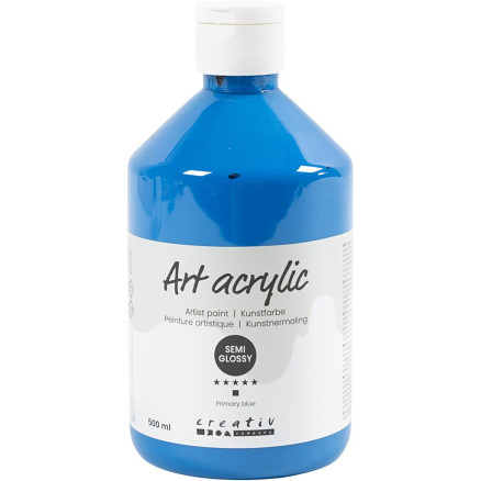 Acrylfarbe, Mattglänzend, Transparent, Primärblau, 500 ml/ 1 Fl. von Pigment Art School