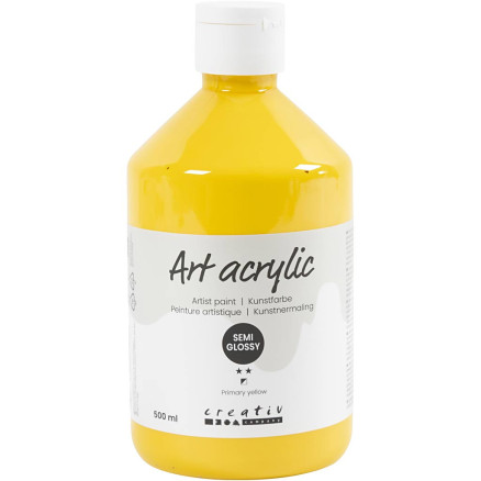 Acrylfarbe, Mattglänzend, Transparent, Primärgelb, 500 ml/ 1 Fl. von Pigment Art School