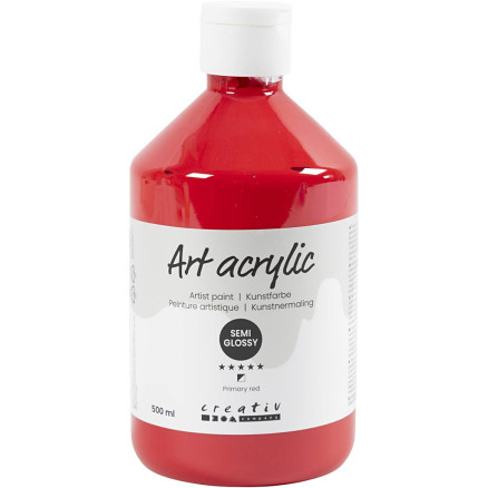 Acrylfarbe, Mattglänzend, Halbtransparent, Primärrot, 500 ml/ 1 Fl. von Pigment Art School