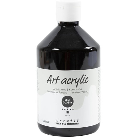 Acrylfarbe, Mattglänzend, Deckend, Schwarz, 500 ml/ 1 Fl. von Pigment Art School