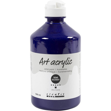 Acrylfarbe, Mattglänzend, Deckend, Ultramarinblau, 500 ml/ 1 Fl. von Pigment Art School