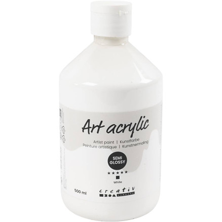 Acrylfarbe, Mattglänzend, Deckend, Weiß, 500 ml/ 1 Fl. von Pigment Art School