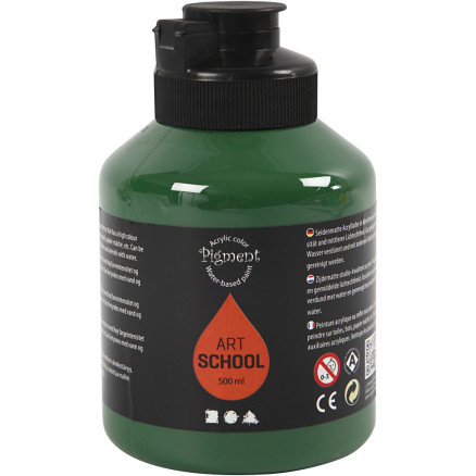 Acrylfarbe, Mattglänzend, Halbtransparent, Dunkelgrün, 500 ml/ 1 Fl. von Pigment Art School