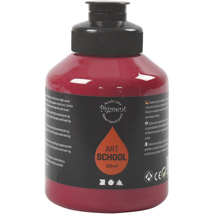Acrylfarbe, Mattglänzend, Halbtransparent, Dunkelrot, 500 ml/ 1 Fl. von Pigment Art School