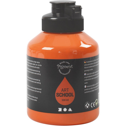 Acrylfarbe, Mattglänzend, Halbtransparent, Orange, 500 ml/ 1 Fl. von Pigment Art School