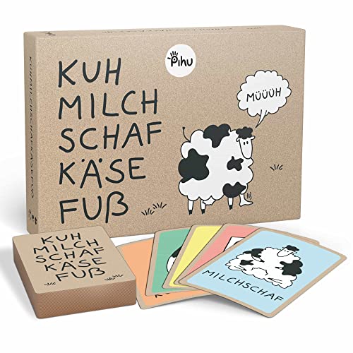 Pihu - Kuhmilchschafkäsefuß - Das Flotte Kartenspiel mit dem witzigen Kuhmilchschaf - Spiel ab 6 Jahren für Kinder und Familien - Konzentrationsspiel von Pihu