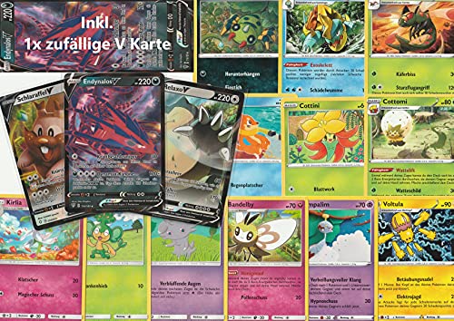 Pikachu Pikachu Pokemon-Karten, 20 verschiedene, 1 zufällige seltene V- oder VMax-Karte in jeder Packung – deutsche Originalkarten von Pikachu