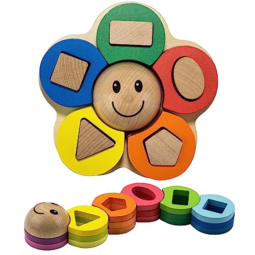 Pikatoyz Montessori Spielzeug ab 1 Jahr. Baby Spiele für Kinder Jungen und Mädchen. Holzspielzeug zum Stapeln und Sortieren. Motorikspielzeug, Kinderspielzeug, Reisespielzeug. von Pikatoyz